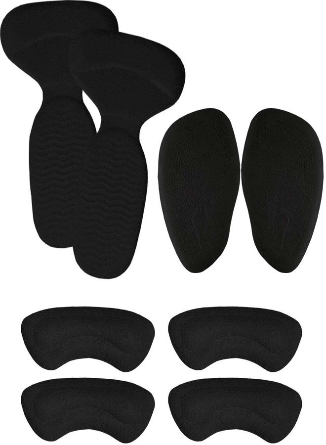 Chiroplax Reusable High Heel Cushion Inserts Pads Forefoot Ball of Foot Back of Heel Cup Grips Protector Liner Anti-Slip Metatarsal Shoe Insoles, 8 pcs (Black) - Image 1
